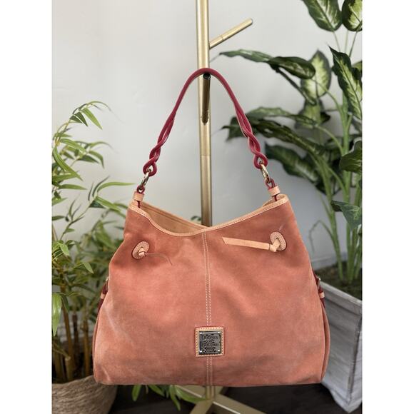 DOONEY & BOURKE Maurizia Large Rust Orange Suede Shoulder Hobo Purse Dust Bag